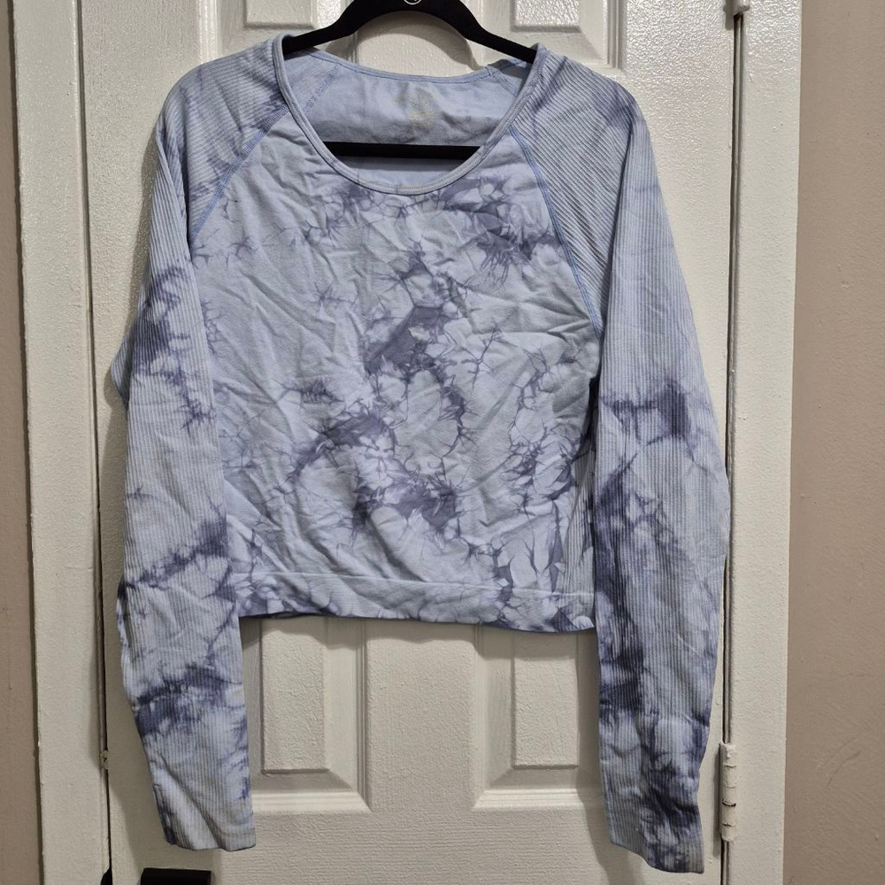 Women's Harmony & Balance Long Sleeve Tee XL Blue Tie-Dye